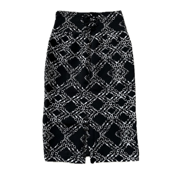 Worthington Sexy Chic Long Printed Pencil Skirt High Waist Corset Detail Size-4 - Picture 3 of 8